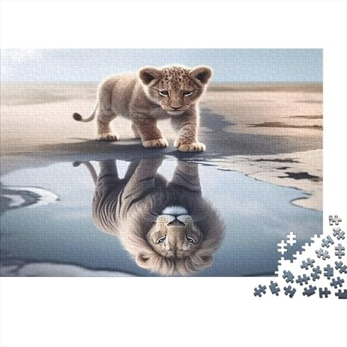 Löwenjunges Mini 1000 Teile Puzzle Papier für Erwachsene Spiegelbild Mini Familienspiel Puzzle Entspannung Wohnaccessoire 38x26cm/1000pcs