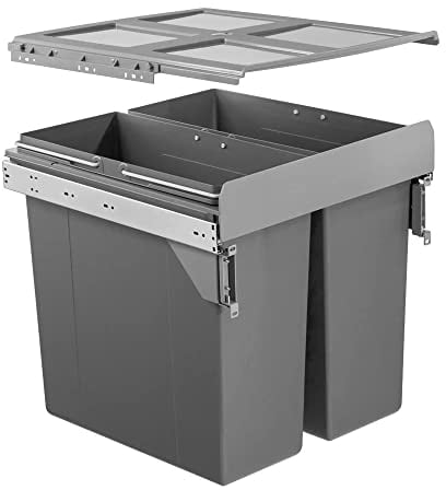 FittingsCo Original 68 LITRE KITCHEN WASTE BIN 2 x 34 ltr soft close 500mm Door Attaching Under Counter Waste Bin