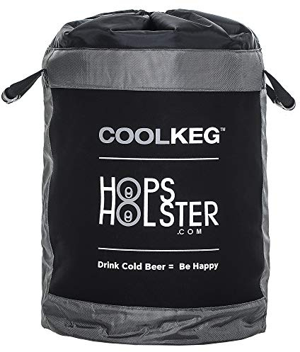 HopsHolster Kühlfass Isolierung und Innentaschen halten Gefrierfach und Kühlakkus, einfacher Transport, zwei verstärkte Griffe sorgen für einfachen Transport und Getränkehalter