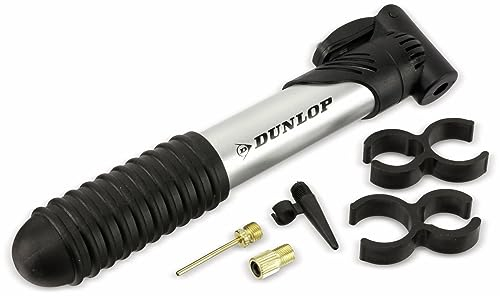 Dunlop Automotive Mini Fahrrad und Ball Luftpumpe mit 3 Adaptern, Silber, Einheitsgröße