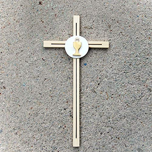 Cruz de madera de la Santa Comunión con cáliz - Regalos religiosos católicos cristianos - Suministros de iglesia