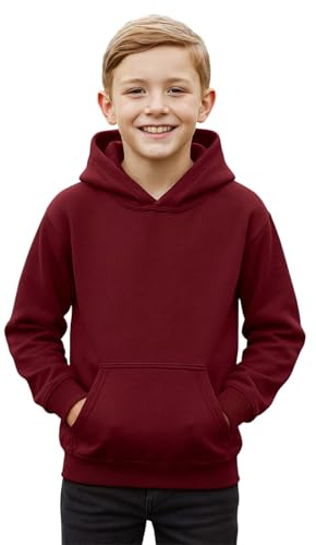Urban Road Kids Heavy Blend Plain Hoodie Sweatshirt Hooded Top for Boys & Girls Maroon