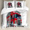 ABAKUHAUS LKW Bettwäsche Set für Doppelbetten, Cartoon-Stil Feuerwehrmann, Weicher Microfaserstoff Allegigeignet kein Verblassen, Red Pale Grau