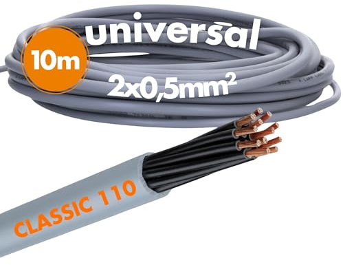Lapp 10 Meter 1119752 Ölflex Classic 110 PVC-Steuerleitung 2x0,5 mm² ohne grün-gelben Schutzleiter I Steuerkabel 2 adrig I Kabel 2 adrig