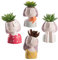 Baroni Vaso Testa girl con pianta artificiale. Set 4 sculture colorate in ceramica 8X7X14 cm