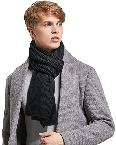 Buluri Winter Schal, Damen Herren Schals, Lange Dicke Knit Scarf, Klassisch Elegant Schal, Kuschelige Warme Halstuch, Schal Geschenke für Damen und Herren (schwarz)