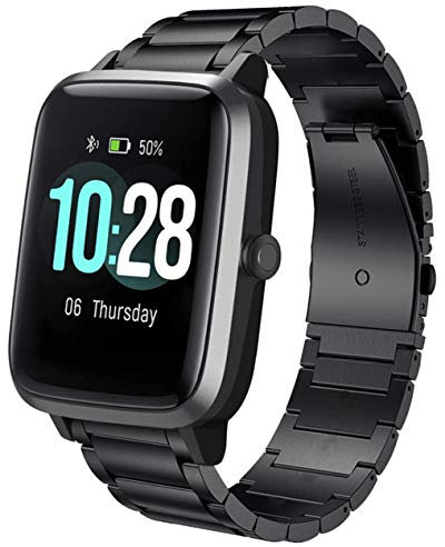 LvBu Armband Kompatibel mit ID205L, Classic Edelstahl Uhrenarmband für ID205L/ willful SW021/ YAMAY SW021/LIFEBEE ID205L / Fitpolo ID205L Smartwatch (schwarz)