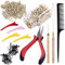 Duufin Haarverlängerung Microrings Extensions Set mit 500 Stück Microringe 1 Stück Microring Zange 2 Stück Microring Nadel 4 Stück Haarspange 1 Stück Kamm und Mini Haargummis für Haarverlängerung