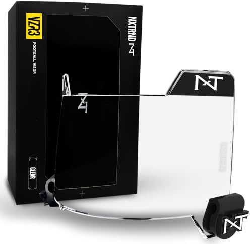 Nxtrnd VZR3 gebogenes Fußballvisier, professionelles Fußballhelm-Visier, inklusive Visierclips, Aufkleberpaket und Reinigungstuch (transparent)