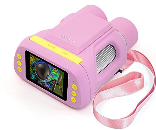 Andonstar AD122 Kinder-Mikroskop mit Teleskop-Doppellinsen-Fernglas, 5,1 cm Bildschirm für 3–12 Jahre Jungen und Mädchen, USB tragbares Mikroskop & Kinder-Fernglas, unterstützt Windows Mac PC
