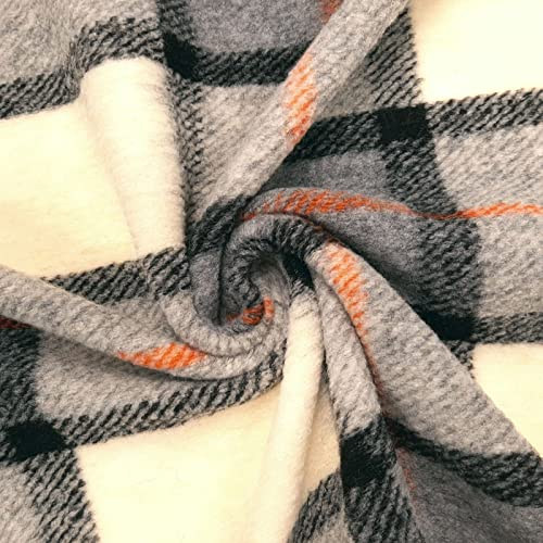 Karierter Wollstoff Cunis – Öko-Tex® - Bekleidungsstoff für Mäntel, Jacken und mehr mit großem Karo Muster – per Meter (Grau)