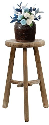 Lily’s Living Artissance Runder Vintage-Hocker, verwittertes Naturholz-Finish (Größe und Farbe variieren)