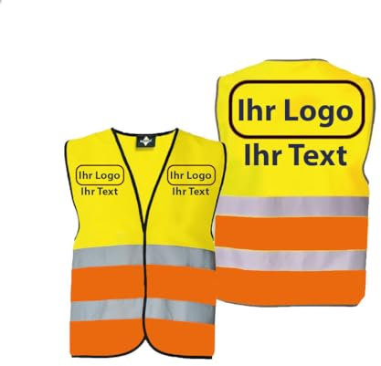 Warnweste/Sicherheitsweste in verschiedenen Farben - personalisiert | IHR Logo - IHR Text | farbig bedruckbar mit Text und/oder Logo | mit Reflex-Leuchtstreifen
