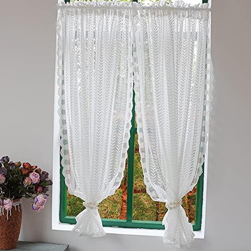 V3VOGUE Light Filtering Lace Curtains For Bedroom Windows - 1 Pcs Semi Sheer Voile Curtains - Light Airy Breathable - Vertical Blinds - Rod Pocket Window Voile Drapes For Living Room