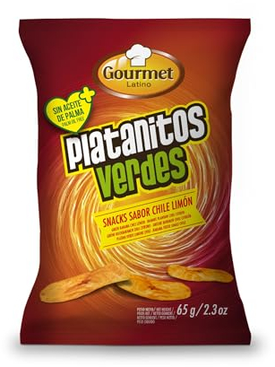 Platanitos Verdes - 65 g - Sabor Picante a Chile Limón - Sin Aceite de Palma - Ideal para Picar Entre Horas - Elaborado con Plátano Macho y Aceite de Girasol - Gourmet Latino