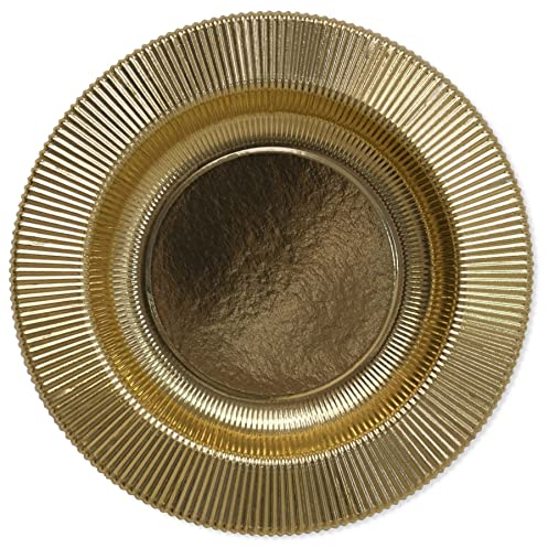 Piatti Fondi di Carta a Righe Oro Metallizzato Lucido 25,5 cm 8 Pz