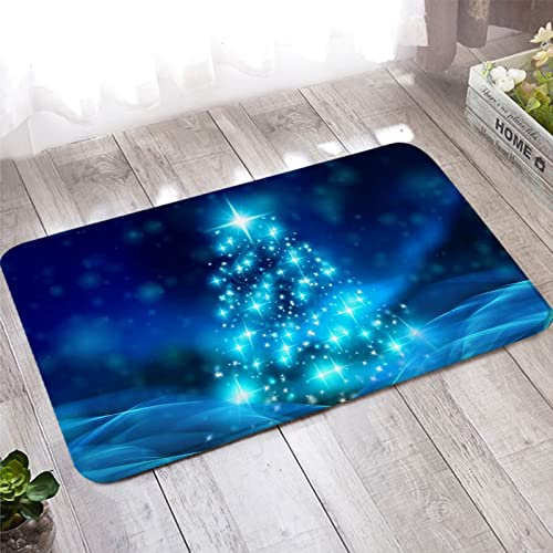 Banemi Teppich Antirutschunterlage, Türmatte Schmal 60X90cm Blau Weihnachtsbaum Muster Heimtextilien