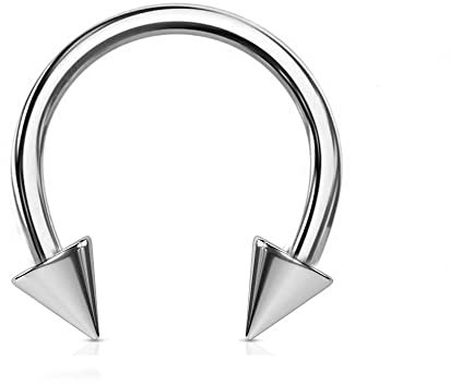 Jewel Barrel Hufeisen Piercing Bar Nassenpiercing Septum Nase Ring Ohrringe Hoop Helix Tragus Körperschmuck 16G, 6 | 8 | 10 | 12 mm Chirurgenstahl mit Kegel Spitzen (Silber, 8)