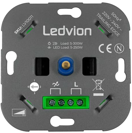 Ledvion - LED Dimmer 5-250 Watt, Wechselschaltung >2 Dimmer, 1 Lichtpunkt, Phasenabschnitt