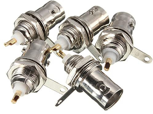 Connettore BNC femmina, connettore adattatore per paratia femmina da 50 Ohm per TV via cavo, apparecchiature di monitoraggio e commutatori (confezione da 5)