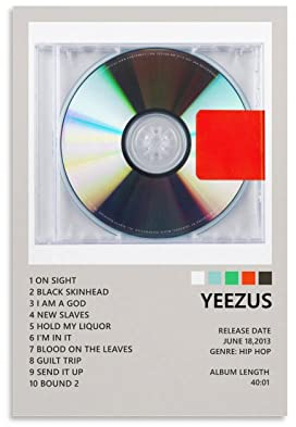 ELEBOR Kanye West Poster Yeezus Leinwand Poster Wand Dekorative Kunst Gemälde Wohnzimmer Schlafzimmer Dekoration Geschenk Rahmen Stil - 512 x 18 Zoll (30 x 45 cm)