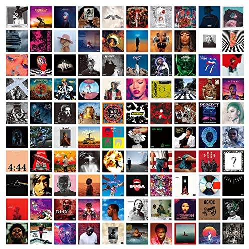 A ART·ZONE 100 Pcs 5x5 Zoll-Poster Wand Collage Kit für Raum, Album Cover, Musik, Rapper, Band, für Schlafzimmer