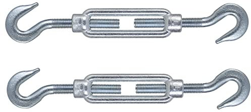 M8 x 110mm Hook Hook Steel Turnbuckles Wire Tensioner Strainer Closed Hook Threaded Hook (Pack of 2)