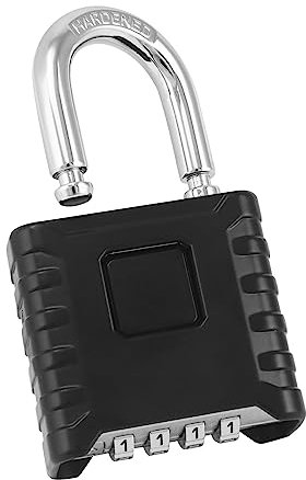 QWORK® Lucchetto Combinazione 4 Cifre, Grillo in Acciaio 8 mm Spessore, Robusto Lucchetto Esterni per Capannoni, Cancelli, Recinzioni, Garage