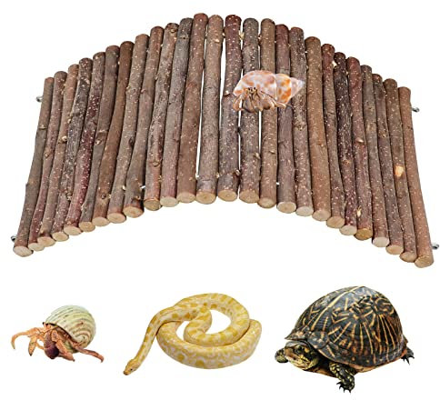 Small Animal Climbing & Chewing Toys - 30 × 15 cm Wooden Bendable Ladder Bridge Tunnel Toys, Habitat Hideout Decor for Reptile Lizard Chameleon Hamster Rats Chinchilla Guinea Pig Bearded Dragon