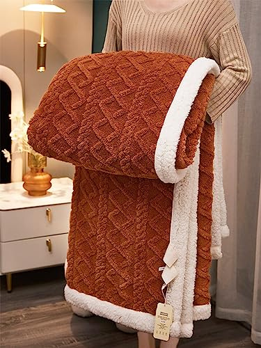 Freyamy Flauschige Kuscheldecke 150x200cm Karamell Korallenfleece Sherpa Wohndecke Winter Warme Fleecedecke Tragbare Überwurfdecke Wohnzimmerdecke Sofadecke TV-Decke Plüsch Tagesdecke Bettdecke
