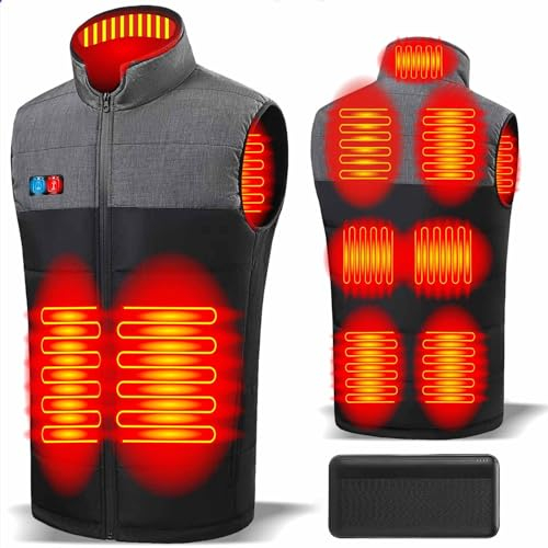 Panngu Beheizbare Weste mit Powerbank XL, Jacke mit Heizung, beheizte weste Herren Damen - Wärmejacke mit Akku