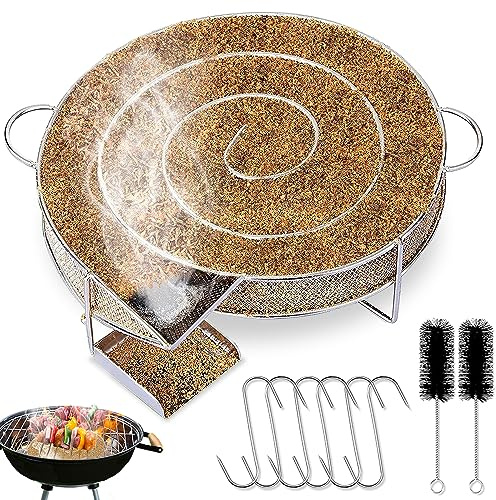 yotutun Générateur de Fumée Froide, Generateur Fumee Froide Rond en Acier Inoxydable avec Brosse et Crochet Fumage à Froid en Forme D'escargot Réutilisable BBQ Fumoir pour Barbecue et Fumoir