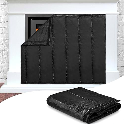 Double Sized 45x34in Black Fireplace Cover & Blanket - Heat Loss Draft Stopper