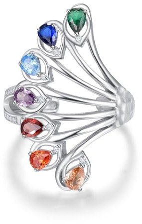 KINGWHYTE Chakra Ring für Frauen Sterling Silber Einstellbare Ringe Heilender Schmuck Geburtstag Geschenke für Mutter Tochter Yoga Liebhaber