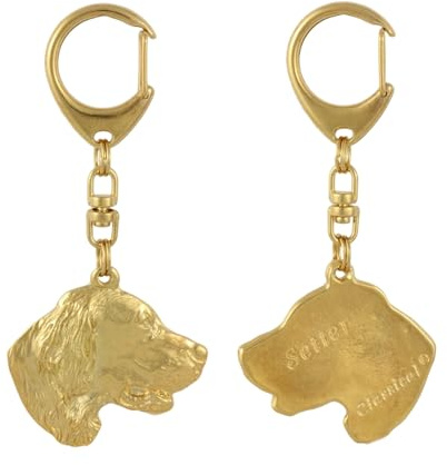 Art-Dog Niedlicher Hundeschlüsselanhänger - Exklusive Kollektion Schlüsselanhänger Hund - Vergoldete Keyring mit 2,5 cm Schloss