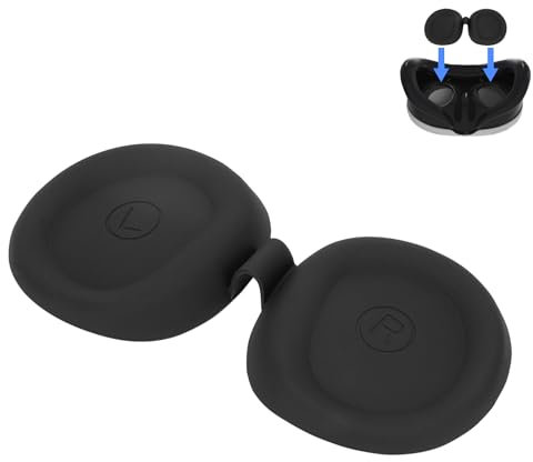 Geekria VR-Objektiv-Schutzhülle, kompatibel mit Meta Quest 3 Headset, Silikon-Schutzkappen-Design, staubdicht und kratzfest, waschbare Schutzhülle (schwarz)