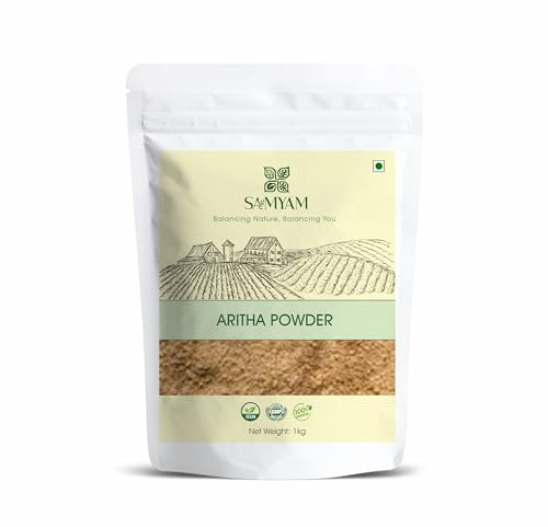 SAMYAM Aritha/Reetha (Soapnut) Powder (Sapindus Mukorossi) - 1 Kg Pack | Natural Hair and Scalp Cleanser Conditioner