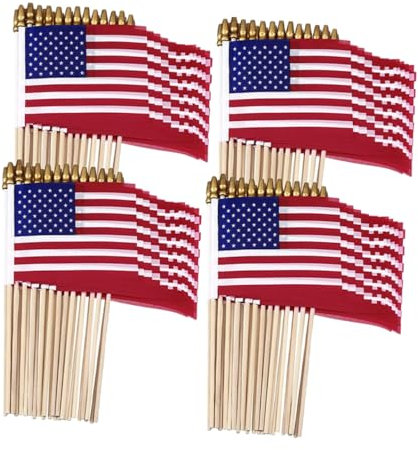 POPETPOP 50stücke Kleine Flaggen Mit Holzstäben Handgehaltene Dekorative Fahnen Für Paraden Feiertage Und Events Wetterfest Reißfest Und Wiederverwendbar Für Unabhängigkeitstag Und