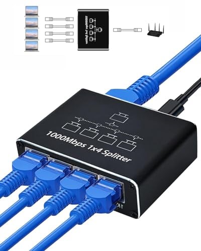 Aplimln Switch Ethernet 1 à 4 Switch RJ45 1000 Mbps Multiprise RJ45 Switch Ethernet Répartiteur RJ45, Switch Gigabit pour Ordinateur, commutateur, routeur, décodeur, TV