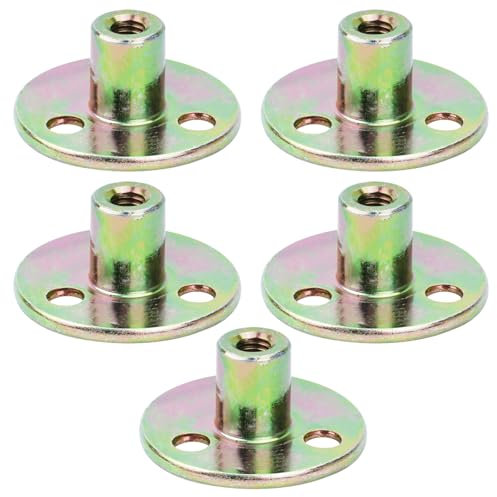5 Pezzi Dado Flangiato, Dado a T Con Foro Bavato M6 / M8 / M10 Dado a T a 3 Fori Con Base Rotonda Dado a T per Fissaggio Mobili di Collegamento (M6)