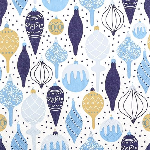 20 Servietten Weihnachten Christbaumdeko blau als Tischdeko. Papierservietten mit Motiv. Auch für Decoupage und Serviettentechnik 33x33cm