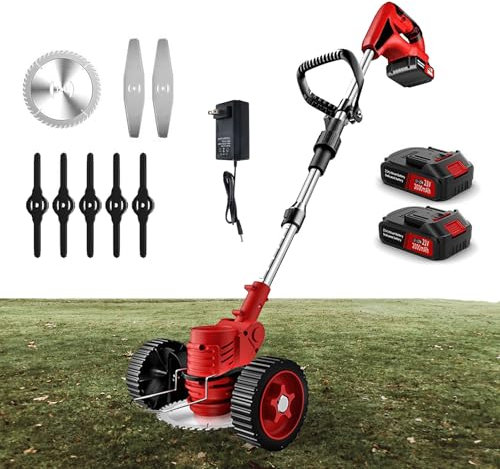 Naturalpowev Désherbeur sans Fil, désherbant alimenté par Batterie avec 2 Piles et 3 Types de Lames, désherbant électrique Rechargeable 3 en 1 pour pelouse, Jardin et Cour