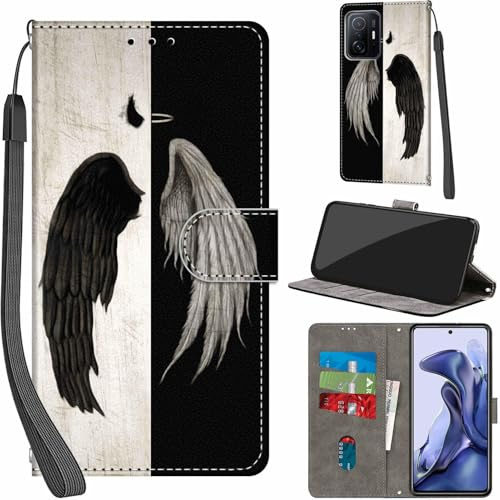Haninsuze Handyhülle für Xiaomi 11T 5G/ 11T Pro 5G Hülle, Flügel | PU Leder, Klappbar, Kartenfächer, Ständer, Kameraschutz, Brieftasche, Magnet, Stoßfeste, Muster Motiv