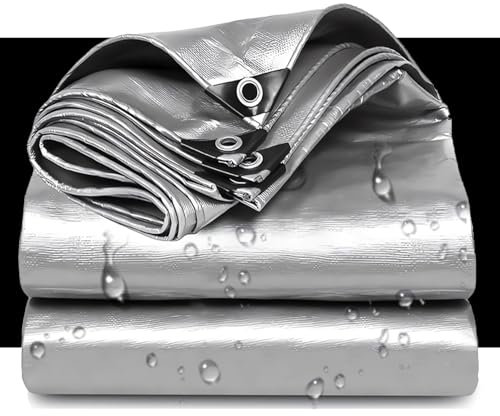 HQQMNY Gewebeplane mit ösen Abdeckplanen aus PE, 1Mx1M Graue Plane 0,32mm 180g/㎡,wasserdichte zeltplane mit ösen Gartenplane Schutzplane LKW, Pool, Holz, Gartenmöbel