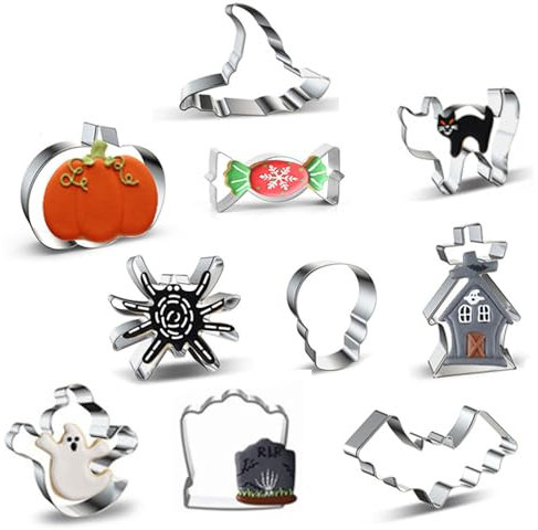 GWAWG Large Halloween Cookie Cutter Set - 10 Piece - Stainless Steel