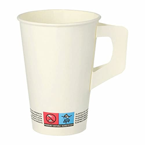 VEPATIM 400 Henkelbecher Kaffeebecher weiß Pappe beschichtet 200 ml