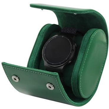 WisePoint Uhrenetui aus PU-Leder – Einzeluhren-Displaybox, tragbares Reiseetui mit abnehmbarem Kissen (grün)