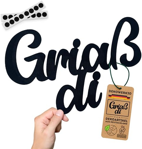 Griaß di Schild - Bayrisch Deko - Hallo Türschild - Servus Tür oder Wand Lustig - Bayern Schilder Wilkommen - Türaufkleber Gaststätte - Grüß Gott Aufkleber - Dekoaufkleber aus Kunststoff (L)