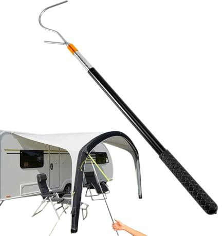Awning Extender Pole, Easy Reach Telescopic Awning Puller, Rv Awning Opener Puller Rod Pole, Portable Rv Awning Opener Rod Pole with Multi-Section Locking for Tent Shelter, Extends from 21 to 63 Inch