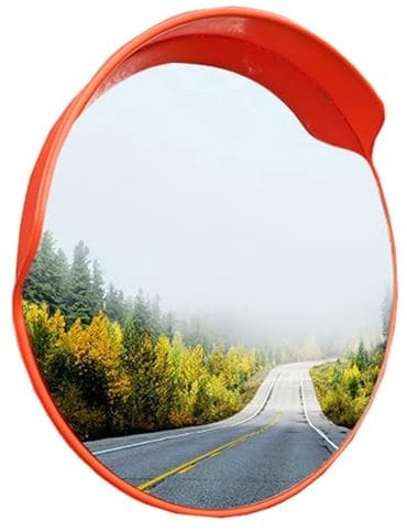 Runde Sicherheit konvexe Spiegel ， Konvexer Spiegel for Auffahrt, Sicherheit for Straßenauffahrten im Freien, Sicherheit for den toten Winkel, Sicherheit um die Ecke, mit Haube, Kunststoffgehäuse(75cm